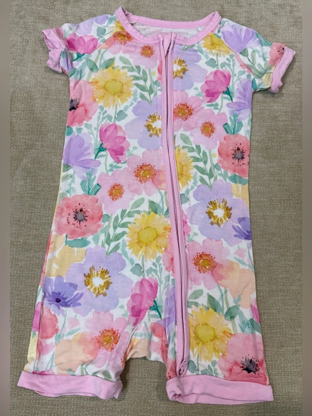 Little Sleepies Watercolor Meadow Shorty Zippy 18-24 Months